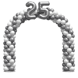 ballonnenboog 25 jaar zilver wit