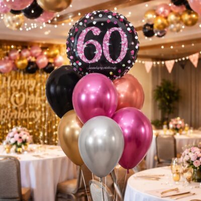 60 jaar heliumballon trosje vrouw 60 jaar heliumballon trosje vrouw