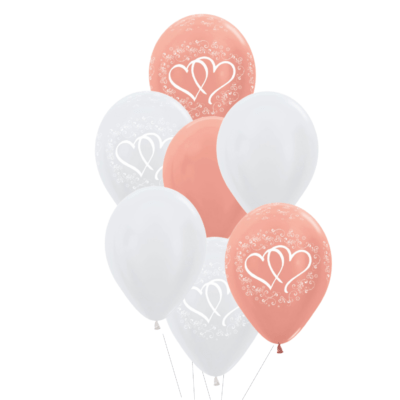 bruiloft heliumballon trosje rose gold wit