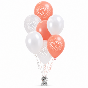 bruiloft heliumballon trosje rosegold en wit