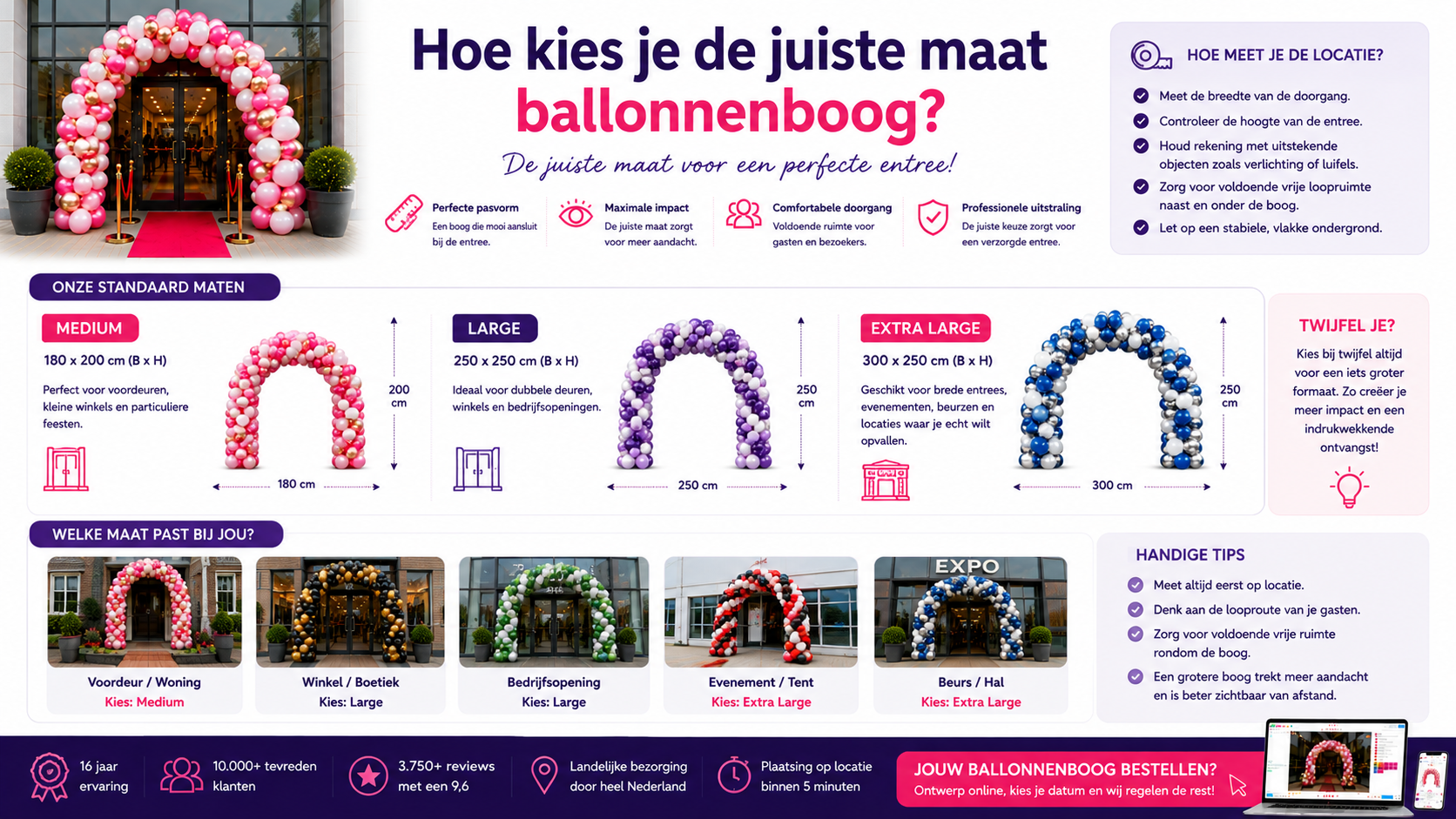 hoe kies je de juiste maat ballonnenboog