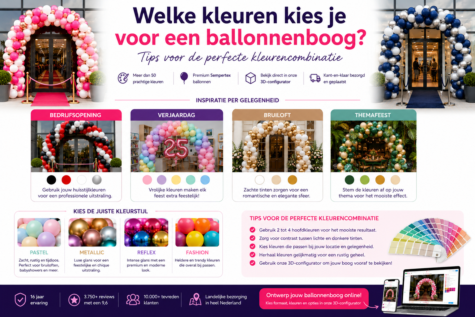 welke kleuren kies je voor een ballonnenboog